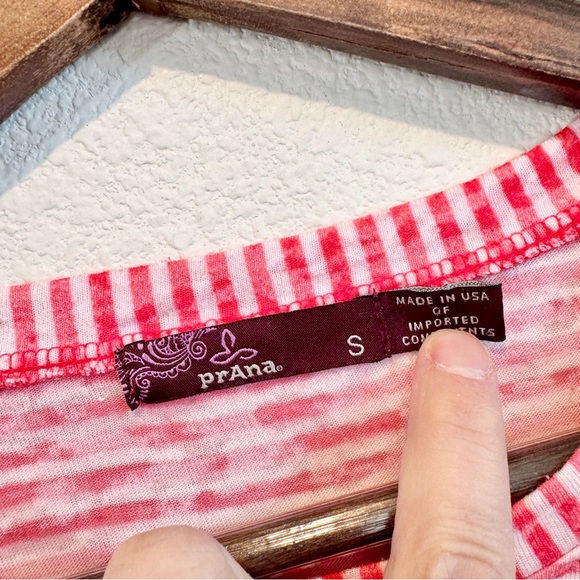 prAna Lottie Y2K Pink Striped Tie Dye Long Sleeve Crew Organic Cotton Top S - Picture 3 of 7